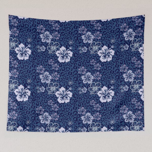 Item preview, Pretty in Blue Leopard Print Floral Repeated Pattern designed and sold by PearlMoonGrapes.