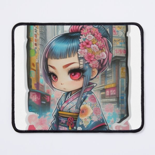 Item preview, Adorable kimono-clad girl radiating stylish charm stickers and more. designed and sold by mefirefire.