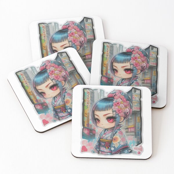 Item preview, Adorable kimono-clad girl radiating stylish charm stickers and more. designed and sold by mefirefire.