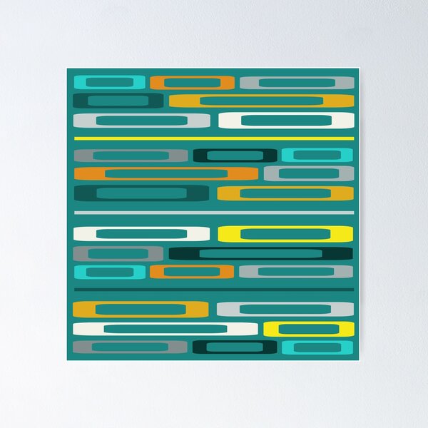 Item preview, Mid Century Retro Flat Rocks Teal designed and sold by thepixelgarden.