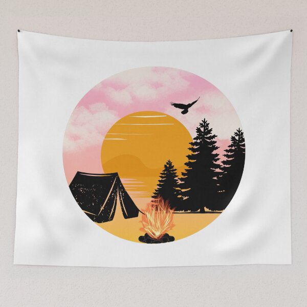 Item preview, Camping Cloudy Summer Sunset Silhouette designed and sold by CoralCactusArt.