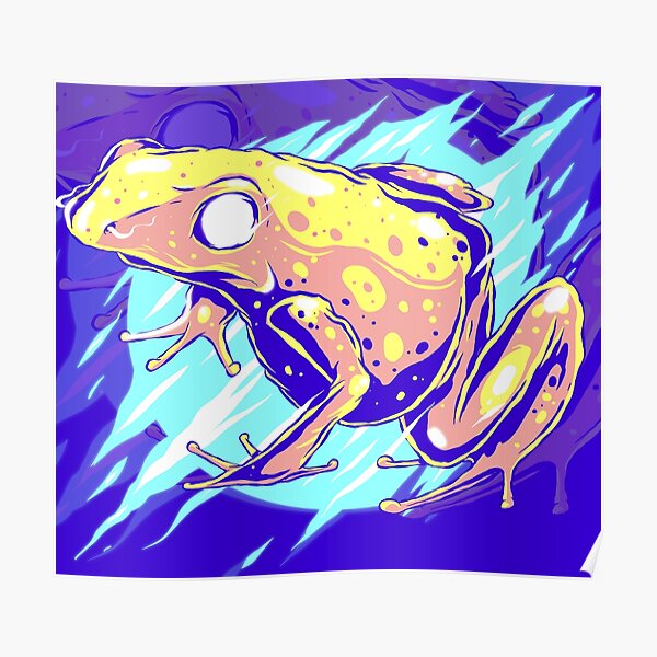 Grenouille jaune lunatique abstraite Poster