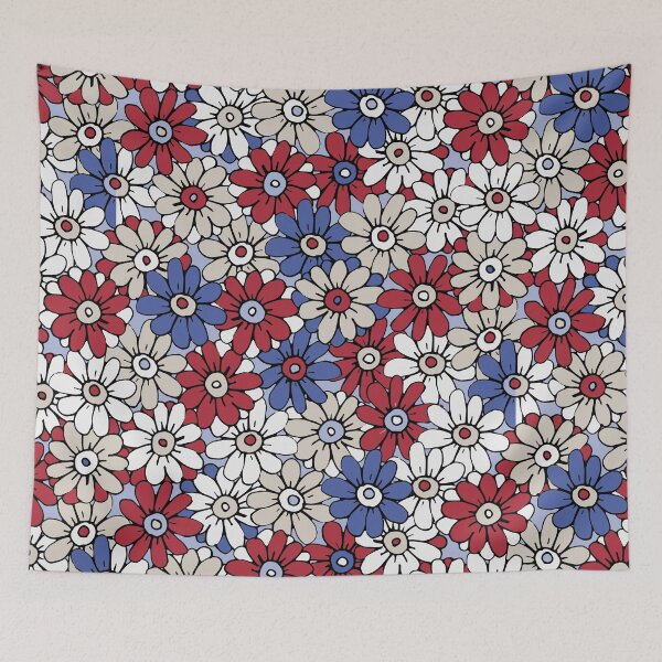 Item preview, Red white and blue hand drawn daisy floral designed and sold by FrancesPoff.