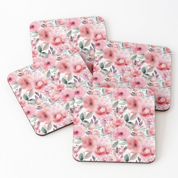 Item preview, Pink watercolour floral pattern  designed and sold by florallover444.