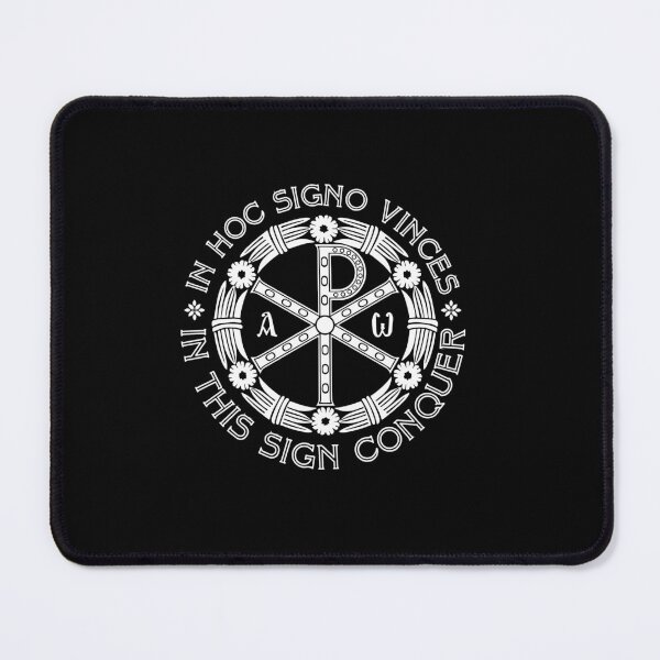 Item preview, In Hoc Signo Vinces | In this Sign Conquer | Chi Rho | White on Black designed and sold by EkromDesigns.
