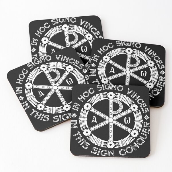 Item preview, In Hoc Signo Vinces | In this Sign Conquer | Chi Rho | White on Black designed and sold by EkromDesigns.