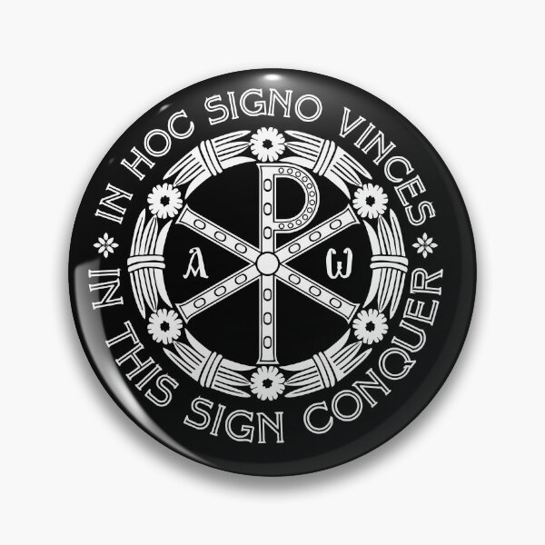 Item preview, In Hoc Signo Vinces | In this Sign Conquer | Chi Rho | White on Black designed and sold by EkromDesigns.