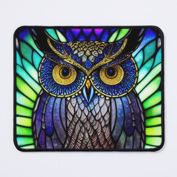 Item preview, Stained glass owl digital artwork wall art home decor designed and sold by Midnight-Hour.