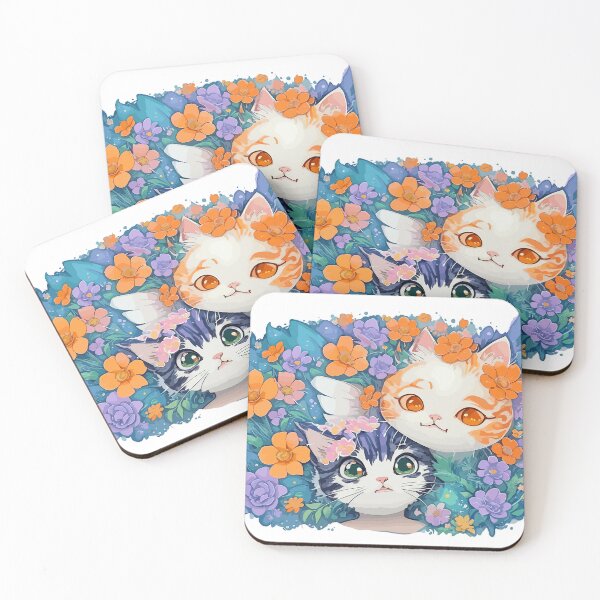 Item preview, watercolor, cat, flower, cute, fantasy art, cute and quirky  designed and sold by Design7Studio.