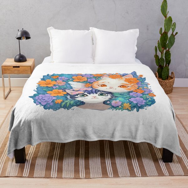 Item preview, watercolor, cat, flower, cute, fantasy art, cute and quirky designed and sold by Design7Studio.
