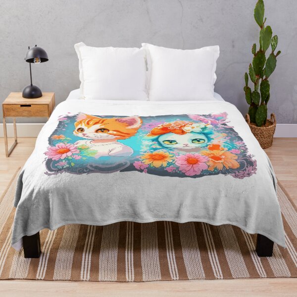 Item preview, watercolor, cat, flower, cute, fantasy art, cute and quirky designed and sold by Design7Studio.