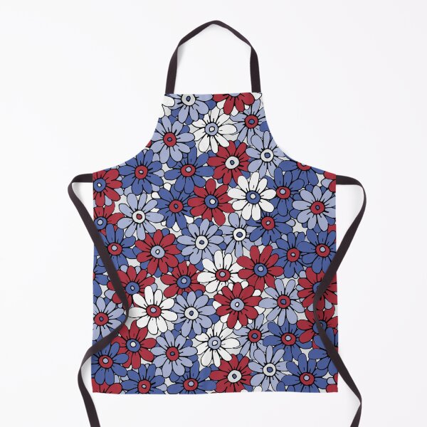 Item preview, Red white and blue hand drawn daisy floral designed and sold by FrancesPoff.