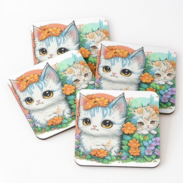 Item preview, watercolor, cat, flower, cute, fantasy art designed and sold by Design7Studio.