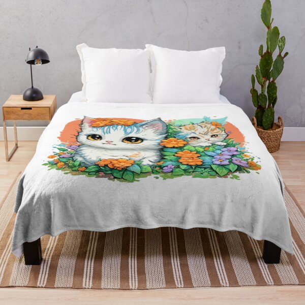 Item preview, watercolor, cat, flower, cute, fantasy art designed and sold by Design7Studio.
