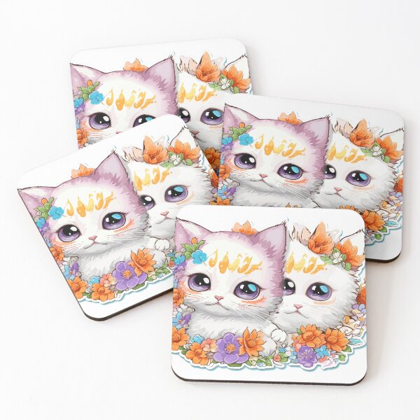 Item preview, watercolor, cat, flower, cute, fantasy art designed and sold by Design7Studio.