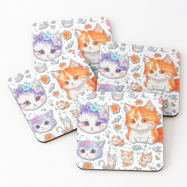 Item preview, watercolor, cat, flower, cute, fantasy art designed and sold by Design7Studio.