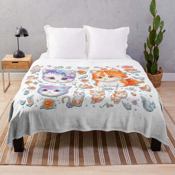 Item preview, watercolor, cat, flower, cute, fantasy art designed and sold by Design7Studio.