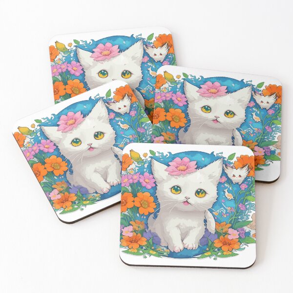 Item preview, watercolor, cat, flower, cute, fantasy art designed and sold by Design7Studio.