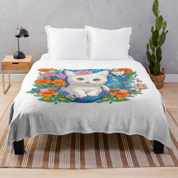 Item preview, watercolor, cat, flower, cute, fantasy art designed and sold by Design7Studio.