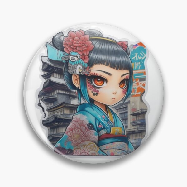 Item preview, Adorable kimono-clad girl radiating stylish charm stickers and more. designed and sold by mefirefire.