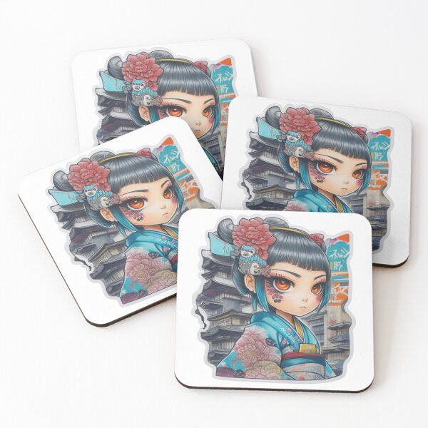 Item preview, Adorable kimono-clad girl radiating stylish charm stickers and more. designed and sold by mefirefire.
