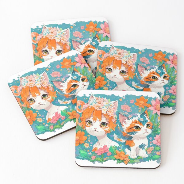 Item preview, watercolor, cat, flower, cute, fantasy art designed and sold by Design7Studio.