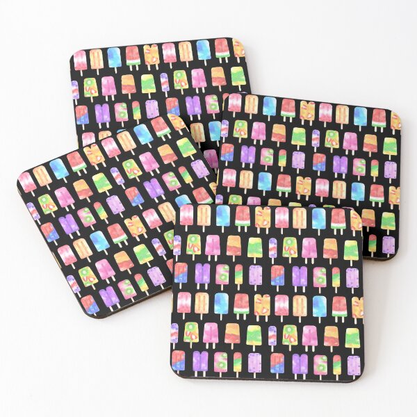 Item preview, Colorful Popsicles Pattern on Black designed and sold by Melissa Mielke.