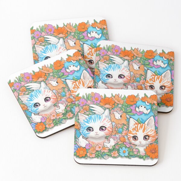 Item preview, watercolor, cat, flower, cute, fantasy art designed and sold by Design7Studio.