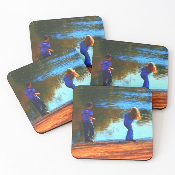 Item preview, Skipping Stones Children and river painting designed and sold by Michelle Wrighton.