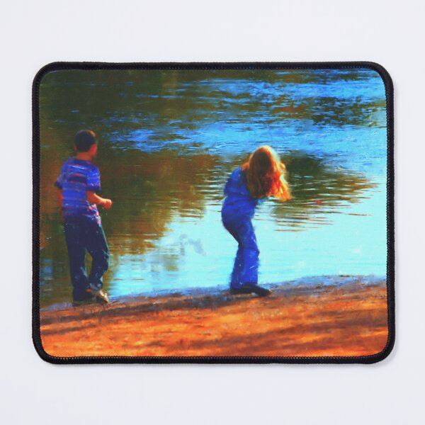 Item preview, Skipping Stones Children and river painting designed and sold by Michelle Wrighton.