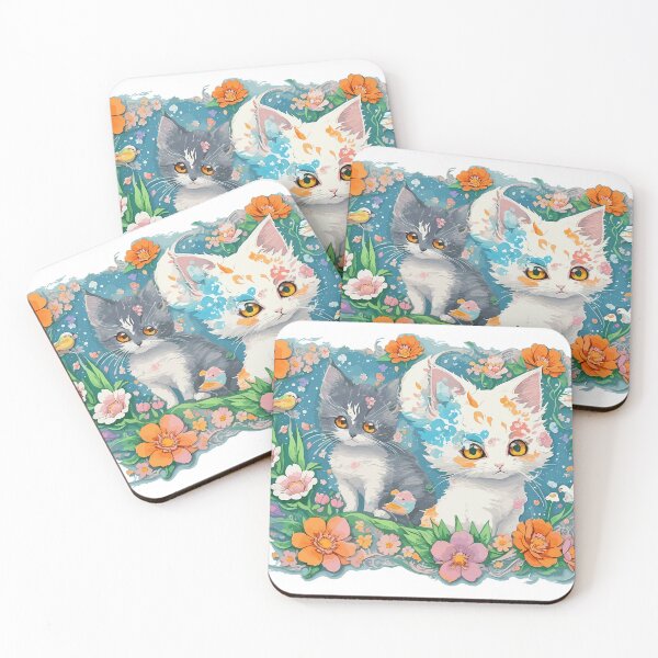 Item preview, watercolor, cat, flower, cute, fantasy art designed and sold by Design7Studio.