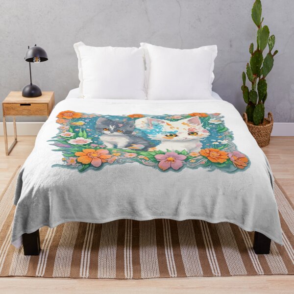 Item preview, watercolor, cat, flower, cute, fantasy art designed and sold by Design7Studio.