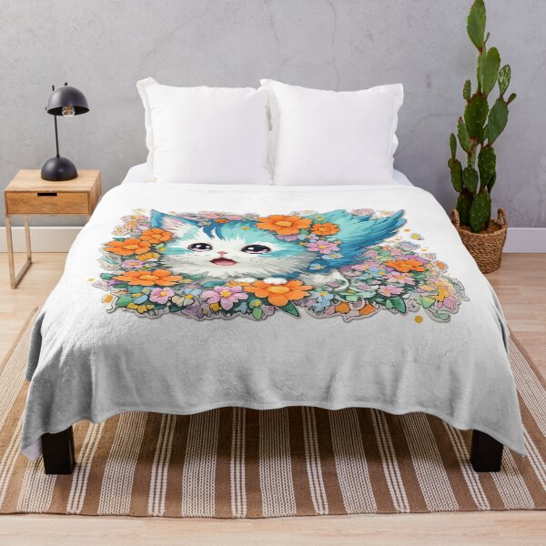Item preview, watercolor, cat, flower, cute, fantasy art designed and sold by Design7Studio.