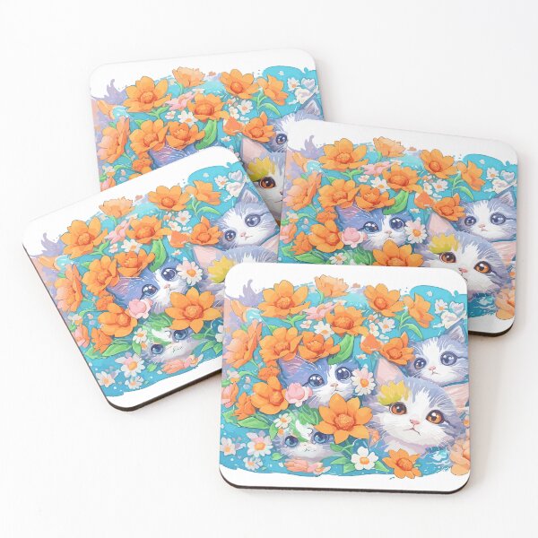 Item preview, watercolor, cat, flower, cute, fantasy art designed and sold by Design7Studio.