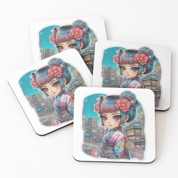 Item preview, Adorable kimono-clad girl radiating stylish charm stickers and more. designed and sold by mefirefire.