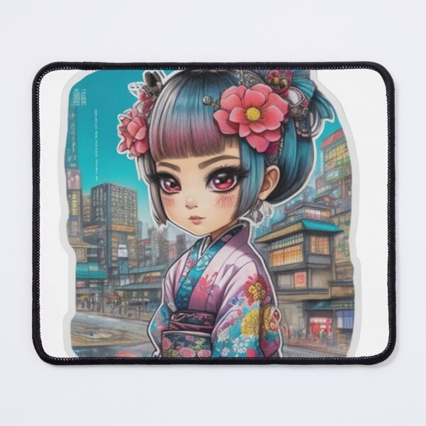 Item preview, Adorable kimono-clad girl radiating stylish charm stickers and more. designed and sold by mefirefire.