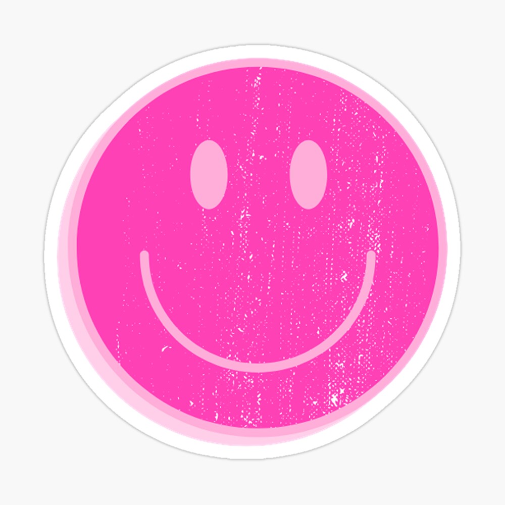 Flower Smiley Face Pink Sticker for Sale by berrydesignco