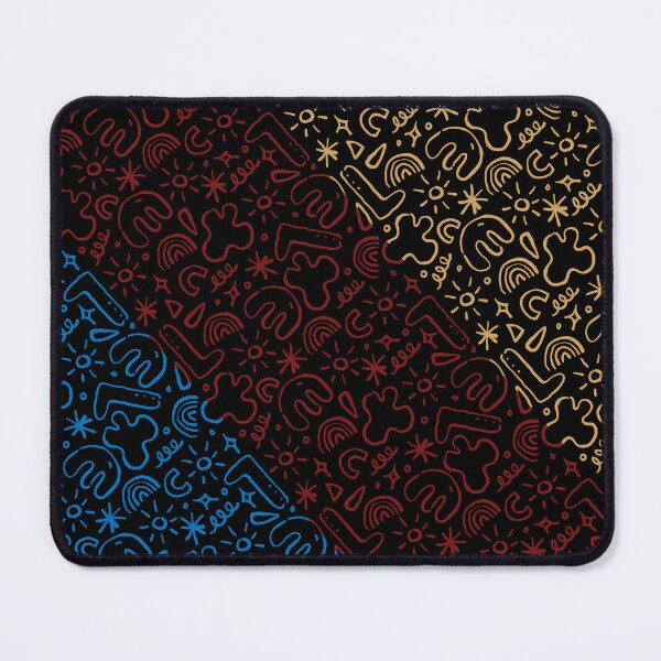 Item preview, doodle pattern red blue yellow in black designed and sold by Marysophie2016.