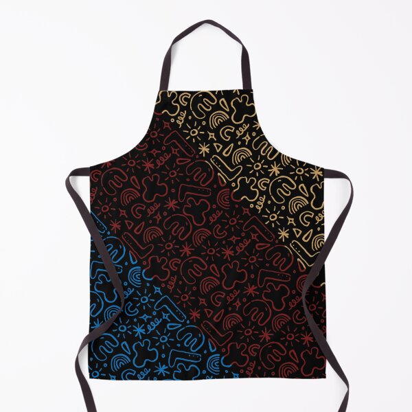 Item preview, doodle pattern red blue yellow in black  designed and sold by Marysophie2016.