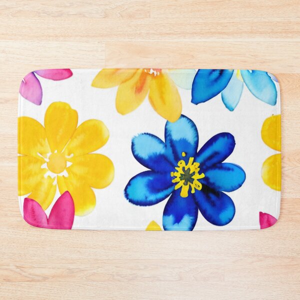 Item preview, Pink blue yellow watercolor flowers designed and sold by Artcolage87.