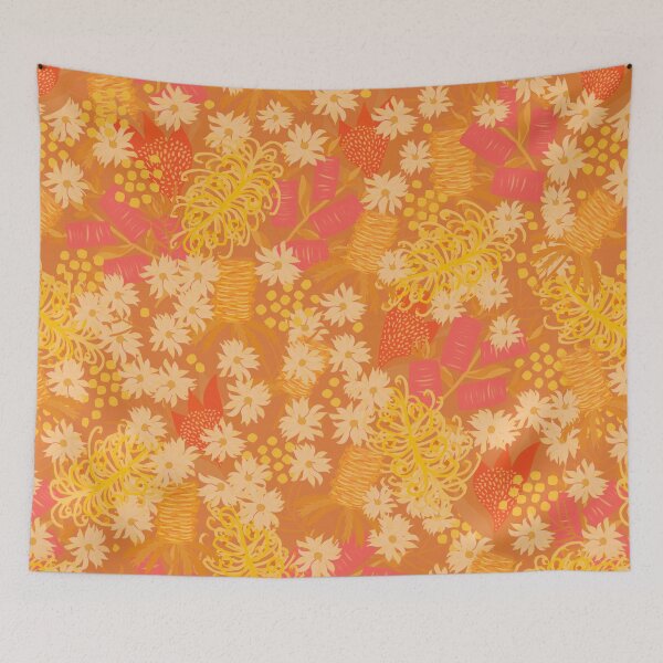 Item preview, Australian Native Flowers - orange floral symphony designed and sold by KizzyW.