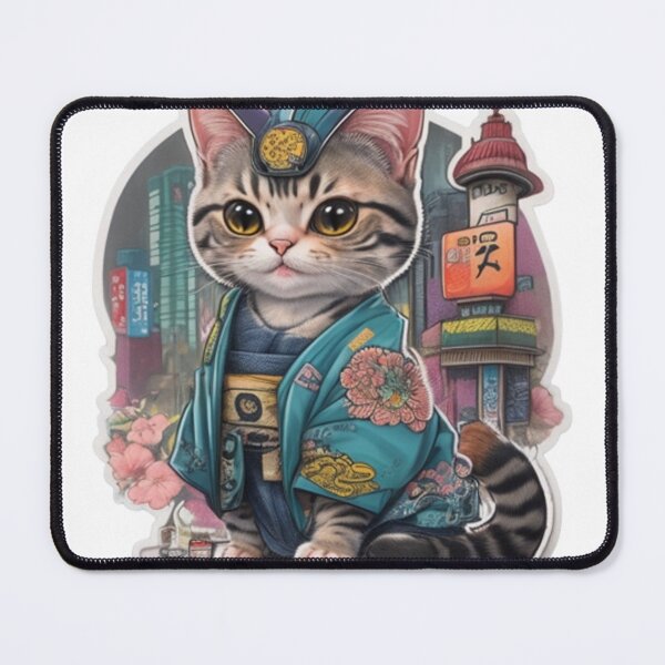 Item preview, Adorable kimono-clad cat radiating stylish charm stickers and more. designed and sold by mefirefire.