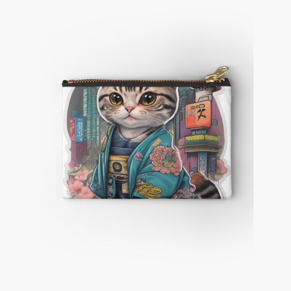 Item preview, Adorable kimono-clad cat radiating stylish charm stickers and more. designed and sold by mefirefire.