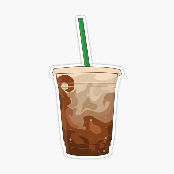 Cute Iced Coffee Cups - Classic Brown Sticker for Sale by