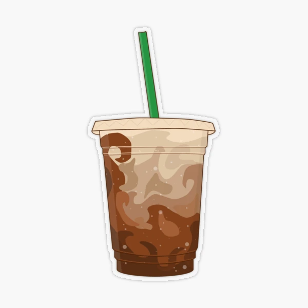 Cute Iced Coffee Cups - Classic Brown Sticker for Sale by TimorousEclectc