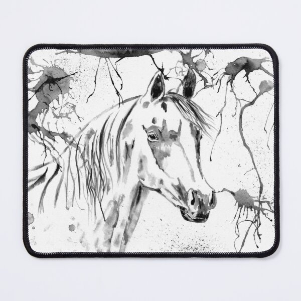 Item preview, Abstract Ink - Black And White Arabian Horse Painting designed and sold by Michelle Wrighton.