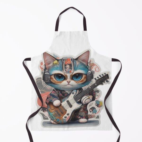 Item preview, Adorable kimono-clad cat guitarist rocking the stage sticker and more. designed and sold by mefirefire.