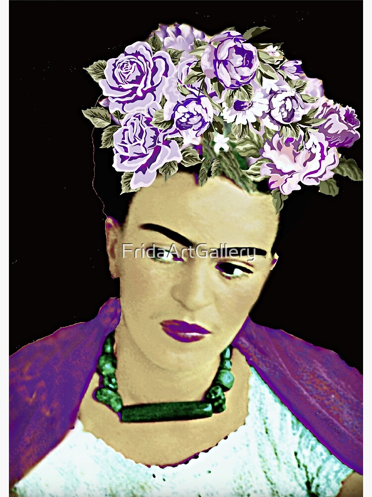 Thumbnail 3 of 3, Canvas Print, Frida Kahlo Purple Roses designed and sold by FridaArtGallery.