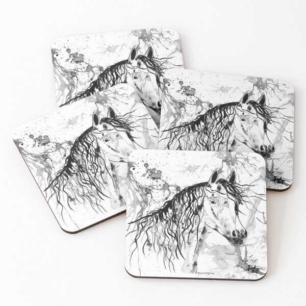 Item preview, Abstract Ink - Black And White Arabian Horse II Painting designed and sold by Michelle Wrighton.