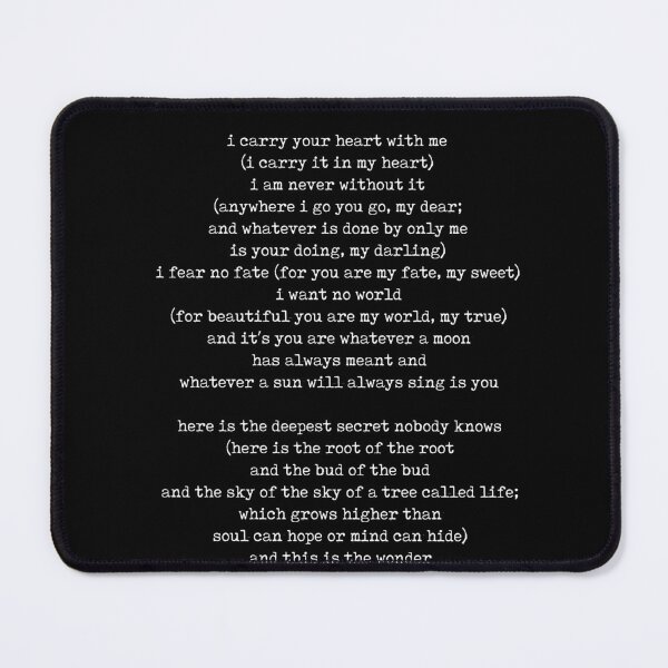 Item preview, I carry your heart with me poem - E E Cummings - Minimal - Literature Print - Typewriter - Black designed and sold by Studio Grafiikka.